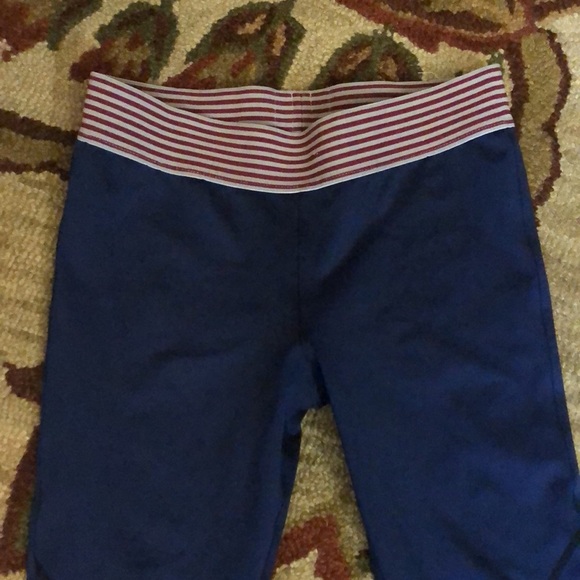 OLYMPIA ACTIVEWEAR size Medium Legging Blue Diamond Embroidered Stripe-Band USA - Picture 10 of 15